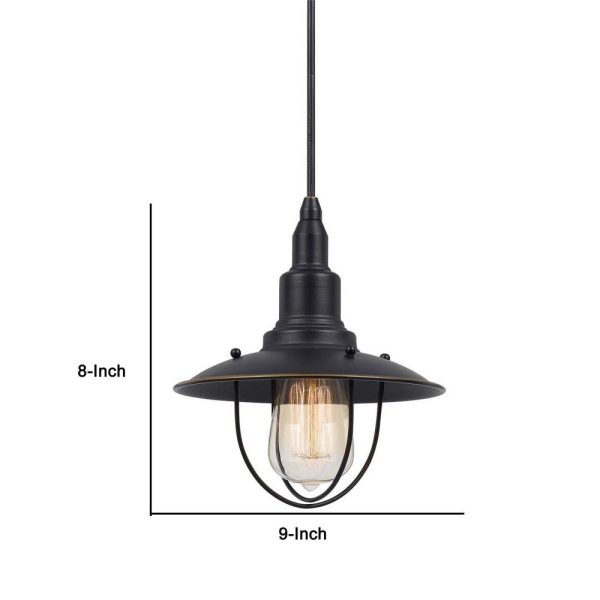 Oma 8 Inch Modern Pendant Light, Industrial Style, Dark Bronze Metal Frame By Casagear Home For Cheap - Image 5