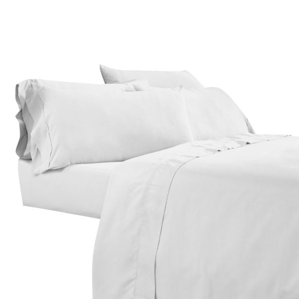 Myla 4 Piece Queen Sheet Set, Stitched, White Microfiber By Casagear Home Online