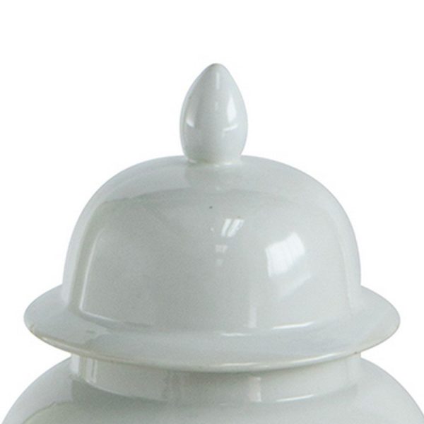 Deva 20 Inch Medium Porcelain Ginger Jar, Classic White Glossy Finish By Casagear Home For Sale - Image 3