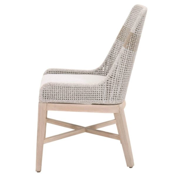 Wooden Dining Chairs with Interwoven Rope Pattern Backrest, Brown and Gray, Set of Two By Casagear Home Online now - Image 4