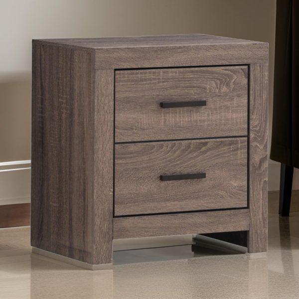 2 Drawer Nightstand with Metal Bar Pulls, Brown By Casagear Home Online Hot Sale