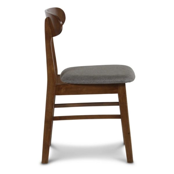 Bev 20 Inch Set of 2 Dining Chairs, Gray Cushions, Dark Brown Rubberwood By Casagear Home Hot on Sale - Image 4