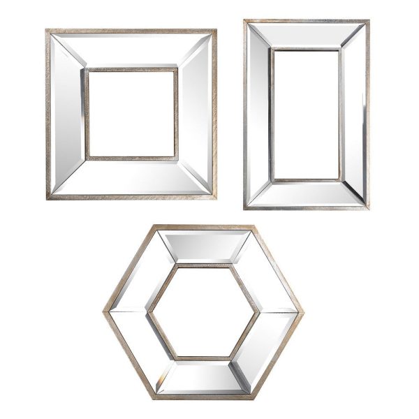 18, 14, 11 Inch Modern Accent Wall Mirror, Set of 3 Varied Shapes, Silver By Casagear Home Discount - Image 3