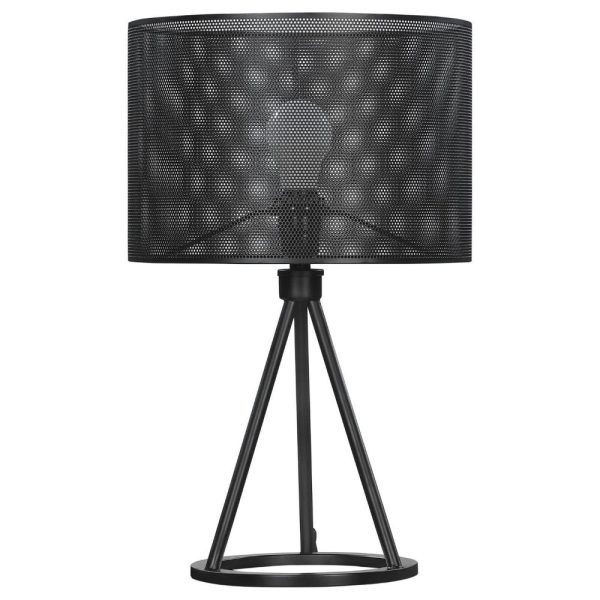 19 Inch Table Lamp, Metal Mesh Drum Shade, Tripod Style Base, Matte Black By Casagear Home Online Sale