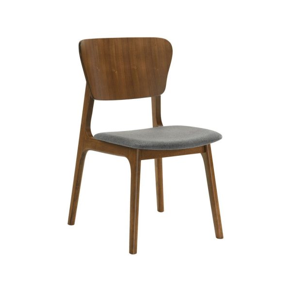 Kalie 24 Inch Dining Chair Set of 2, Charcoal Fabric Seat, Walnut Brown By Casagear Home Sale - Image 3