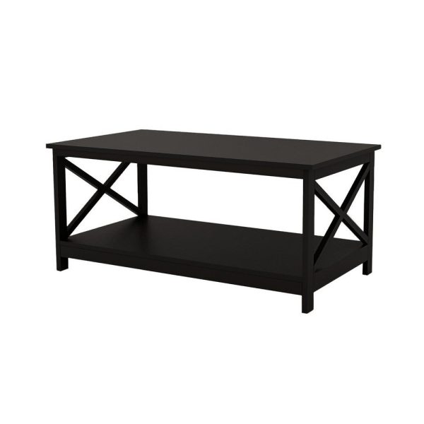 Hep 40  Coffee Table, 1 Shelf, Crossed Accent Frame, Black By Casagear Home Cheap - Image 4