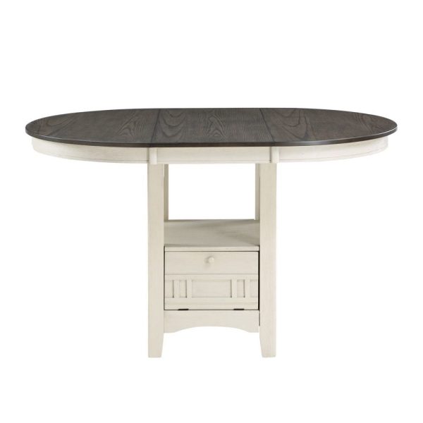 Glee 42-60 Inch Extendable Counter Height Table, Antique White and Brown By Casagear Home Hot on Sale - Image 2