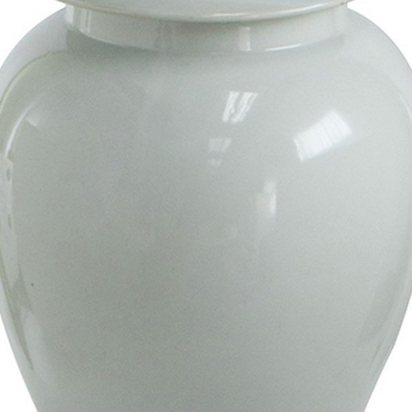 Deva 20 Inch Medium Porcelain Ginger Jar, Classic White Glossy Finish By Casagear Home For Sale - Image 4