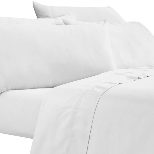 Myla 4 Piece Queen Sheet Set, Stitched, White Microfiber By Casagear Home Online - Image 2