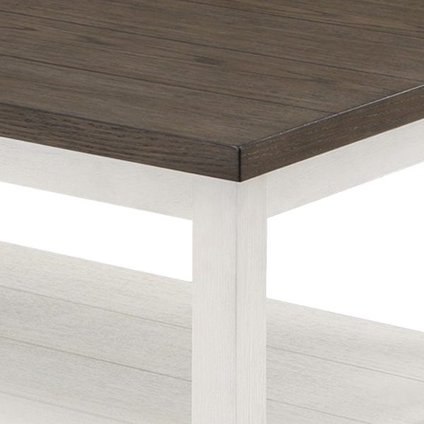 Mon 48  Coffee Table, Bottom Shelf, Brown Top, White Frame By Casagear Home on Sale - Image 3