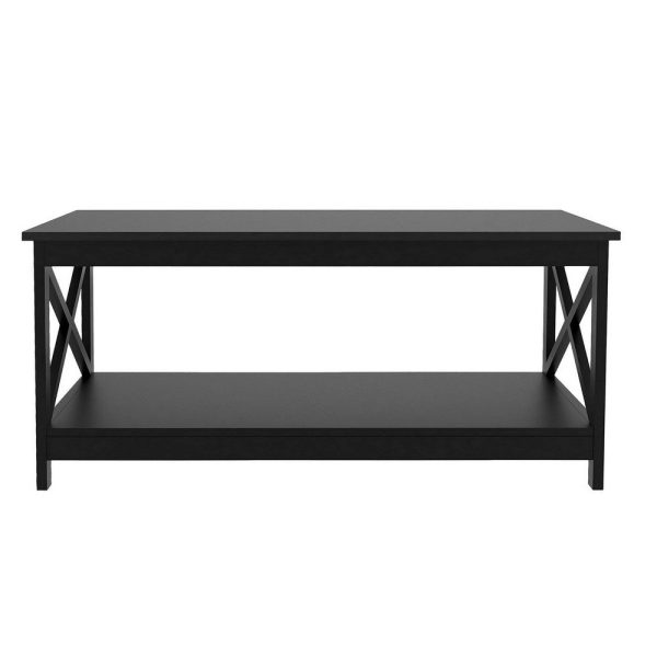 Hep 40  Coffee Table, 1 Shelf, Crossed Accent Frame, Black By Casagear Home Cheap - Image 3