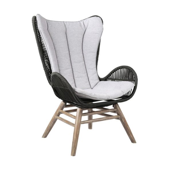 Indoor Outdoor Lounge Chair with Intricate Rope Woven Wingback, Gray By Casagear Home Online - Image 2