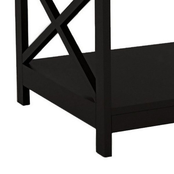 Hep 40  Coffee Table, 1 Shelf, Crossed Accent Frame, Black By Casagear Home Cheap - Image 5