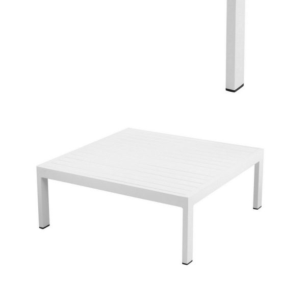 Cilo 32 Inch Outdoor Coffee Table, White Aluminum Frame, Rectangular Design By Casagear Home Discount - Image 2