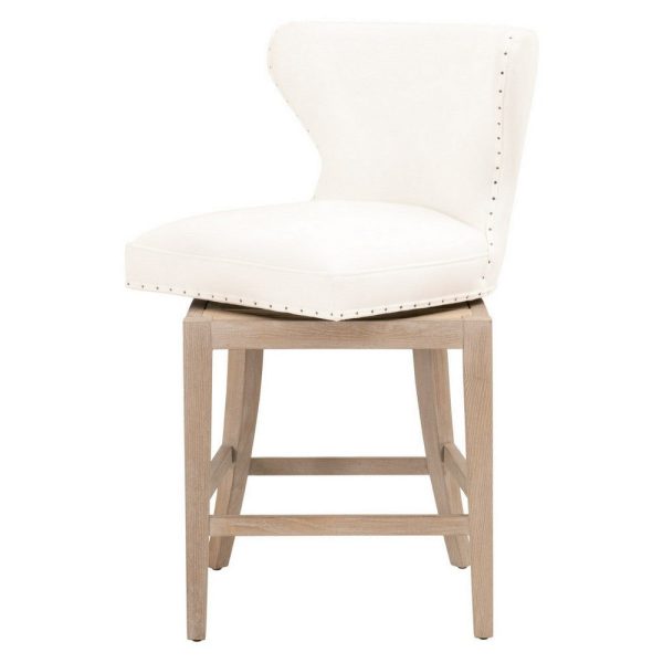 26.5 Inches Fabric Padded Swivel Counter Stool, White By Casagear Home on Sale - Image 3