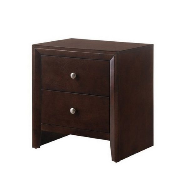 2 Drawer Nightstand with Sled Base, Cherry Brown By Casagear Home Discount - Image 2