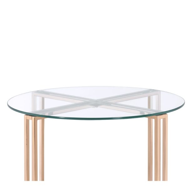 23  Round Metal X-Base Glass Top End Table, Gold By Casagear Home - BM209588 For Cheap - Image 3