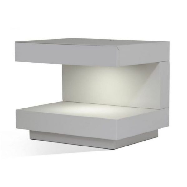 16  C Shape Wooden Nightstand with LED Light, Gray By Casagear Home on Sale