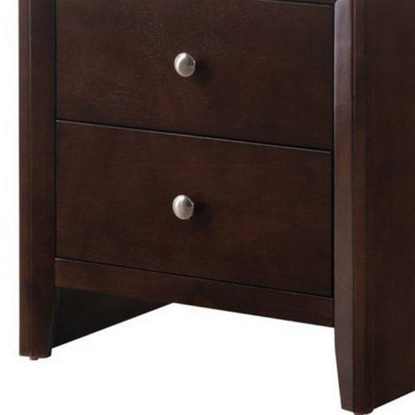 2 Drawer Nightstand with Sled Base, Cherry Brown By Casagear Home Discount - Image 5