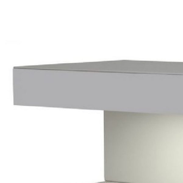 16  C Shape Wooden Nightstand with LED Light, Gray By Casagear Home on Sale - Image 2
