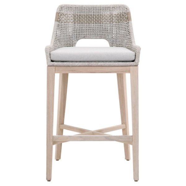 39  Rope Barstool With Stretcher and Cross Support, Light Gray By Casagear Home Hot on Sale - Image 2