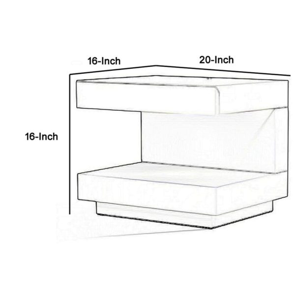 16  C Shape Wooden Nightstand with LED Light, Gray By Casagear Home on Sale - Image 5